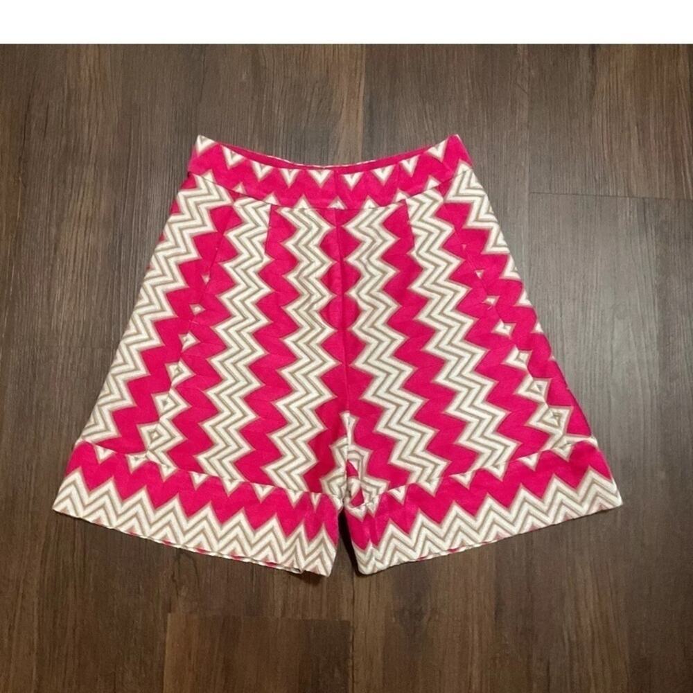Missoni Zigzag Knit Shorts in Hot Pink and Cream